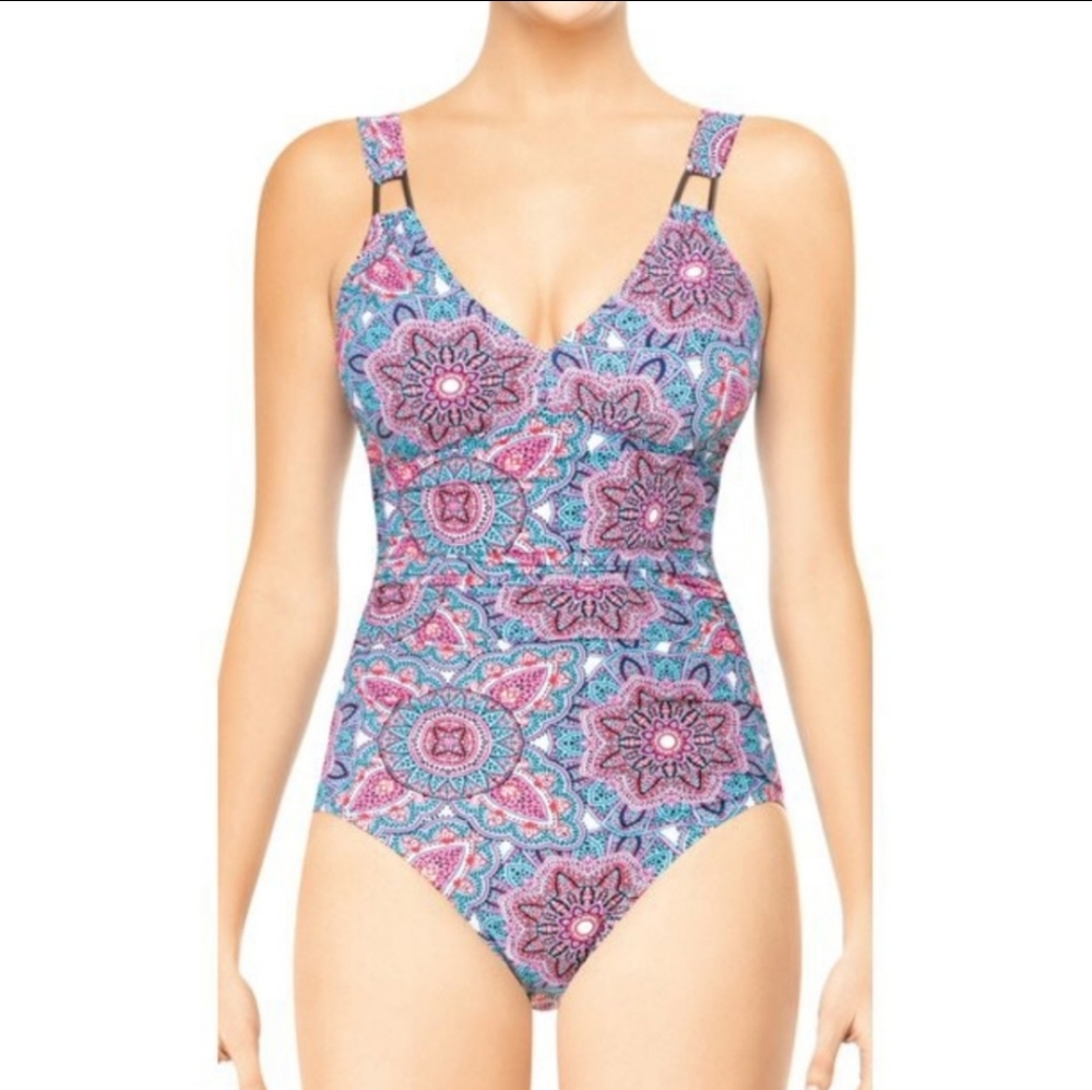 Assets by Spanx Womens Full-Coverage One Piece Swimsuit 1553 In Bloom.